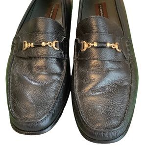 FLORSHEIM MEN BLACK LEATHER LOAFER‎ WITH GOLD TRIM.SIZE 12B
